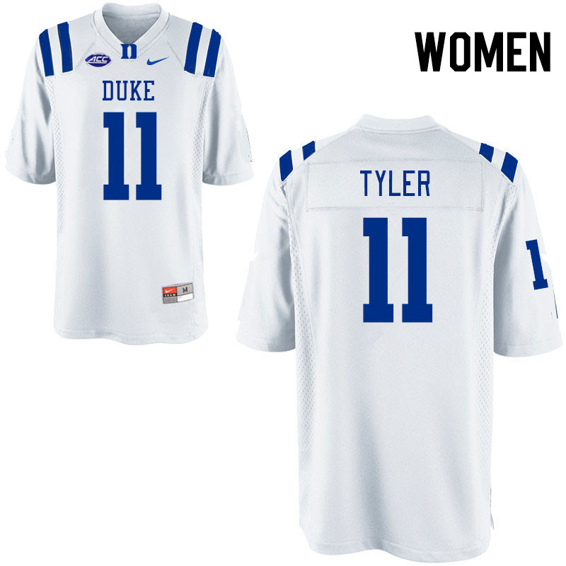 Women #11 Chase Tyler Duke Blue Devils College Football Jerseys Stitched-White